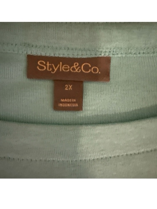 Style & Co Women's Aqua Blue Short Sleeve 100% Cotton Top, Size 2X, NWT - Picture 2 of 15